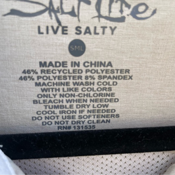 SALT LIFE Men’s Tan SLX UVapor Lightweight Long Sleeve Button Down Shirt Small - Picture 10 of 14